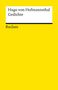 „Hugo von Hofmannsthal Gedichte“ und „Reclam“; gelber Hintergrund mit weißem Rechteck oben., Buch