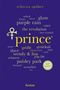 Textwolke mit Begriffen wie "purple rain", "prince", "paisley park". Gelber Text auf violettem Grund. Reclam-Logo., Buch