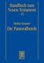 "Handbuch zum Neuen Testament 13. Stefan Krauter. Die Pastoralbriefe." Blaues Cover mit goldener Schrift, zentriert. Unten ein gelbes Logo., Buch
