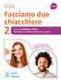 "B1|B2 Facciamo due chiacchiere 2" zeigt zwei lächelnde Menschen in Kreisen mit Logo "ALMA Edizioni" unten links., Buch