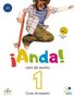 ¡Anda! Libro del alumno 1 Curso de español. Junge springt mit Skateboard. A1-Logo oben links, digitales Lizenz-Symbol rechts., 1 Buch und 1 Diverse