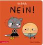 "Ket & Keks NEIN!" Zwei gezeichnete Figuren: graue Katze mit roter Brille, Keks trägt Hemd, beide wirken missmutig., Buch