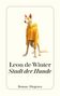 „Leon de Winter - Stadt der Hunde“, Roman, Diogenes. Illustration: Hund im gelben Hoodie vor hellem Hintergrund., Buch