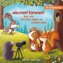 Texts: "Waschen? Kämmen? Aber klar! Fürs Foto wollen wir schickes Haar!" Illustration: Tiere stylen sich vor einem Foto, ein Maulwurf fotografiert, Vögel im Baum., Buch
