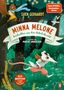 "MINNA MELONE. Geschichten aus dem Wahrlichwald." Ein Eichhörnchen und eine Maus in lebhaftem Wald, Logo unten rechts., Buch