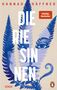 "Die Riesinnen" von Hannah Häffner. Zitate: „Wüst, wild, bewegend und voller Poesie.“ Über Blau mit Augen und Farnen.