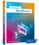 „Einstieg in WordPress 7“ von Peter Müller. Schritt für Schritt zur Website. Illustration mit Roboter und Webseiten-Design., Buch