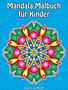 "Mandala Malbuch für Kinder", "Laura Schmidt", bunte Mandala-Illustration auf blauem Hintergrund.