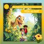 "Die magischen Reisen von Timo und Tala. Rätsel der Urzeit. Ab 4 Jahren." Illustration mit Kindern und Dinosaurier im Dschungel., Buch