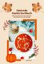 "Hokkaido Kürbis Kochbuch" und Beschreibung, dekoriert mit herbstlichen Blättern und Kürbisillustrationen., Buch