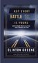Text: "Not Every Battle Is Yours. How to Know When to Let Go, Push Through, or Pivot. Clinton Greene." Eine Straße bei Nebel., Buch