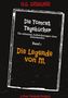 "Die Tomcat Tagebücher: Die seltsamen Aufzeichnungen eines Zeitreisenden, Band 1 - Die Legende von M." In Weiß und Orange auf schwarzem Hintergrund., Buch