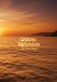 "Goldene Reflektion" und "Foto: Vivien Vogel" in gelber Schrift, Sonnenuntergang am Meer mit Hügeln am Horizont., Buch