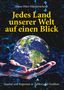 „Jedes Land unserer Welt auf einen Blick“, Erde in Händen, mit Netzwerkhintergrund, unter dem Titel: „Staaten und Regionen in Zahlen und Grafiken“., Buch