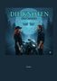 DIE KNOTEN NYX REQUIEM; Roman. Zwei Personen stehen sich auf einer Straße gegenüber, zwischen ihnen ein Motorrad., Buch