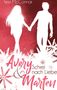 „Avery & Marten: Schrei nach Liebe“ in eleganter Schrift auf rotem Hintergrund. Silhouetten eines Paares, das sich an den Händen hält., Buch