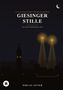 Titel: "Giesinger Stille", ein Kriminalroman. Skyline bei Nacht mit beleuchteter Kirche und zwei Lichtstrahlen am Himmel., Buch