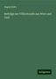 August Boltz: Beiträge zur Völkerkunde aus Wort und Lied, Buch