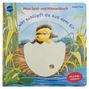 Buchtitel: "Wer schlüpft da aus dem Ei?" mit Küken, Frosch und Schnecke. Interaktives Kinderbuch., Buch