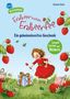 "Erdbeerfee, Ein geheimnisvolles Geschenk, Lesen lernen mit Bildern". Illustration: Ein Mädchen verteilt Erdbeeren., Buch