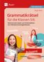 Grammatikrätsel für Klassen 5/6, motivierende Spiele und Arbeitsblätter. Zwei fröhliche Mädchen mit Schulmaterialien., Buch
