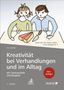 „Einer teilt, der andere wählt.“ Illustration: Zwei Personen, ein Stück Kuchen, Gabeln und Messer auf einem Tisch., Buch