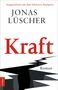 Text: „Ausgezeichnet mit dem Schweizer Buchpreis“, „JONAS LÜSCHER“, „Kraft“, „Roman“, ein schwarzer Riss zieht sich diagonal über die weiße Fläche., Buch