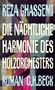 Text: "Reza Ghassemi, Die nächtliche Harmonie des Holzorchesters, Roman, C.H.Beck." Farbenfrohe, abstrakte Kunst in dunklen Tönen., Buch