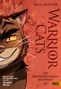 „Warrior Cats: Die Prophezeiungen beginnen“, Illustration einer Katze vor floraler Kulisse. Hinweise auf Band 5 und 6., Buch