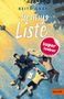 Text: „KEITH GRAY Dennys Liste“, „super lesbar“, „GULLIVER“. Illustration von entspannten Jugendlichen auf einer Wiese., Buch