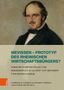 Text auf beigem Hintergrund: "MEVISSEN – PROTOTYP DES RHEINISCHEN WIRTSCHAFTSBÜRGERS? FORSCHUNGSPOTENTIALE UND PERSPEKTIVEN ZU GUSTAV VON MEVISSEN UND SEINER FAMILIE. GABRIELE B. CLEMENS, KATHARINA THIELEN, ALEXANDER OLENIK (HG.)". Darüber ein Porträt eines Mannes im Anzug mit Fliege., Buch