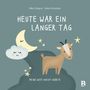Titel: "Heute war ein langer Tag. Meine Gute-Nacht-Gebete." Illustration mit Mond, Wolke und Ziege., Buch