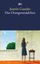 "dtv, Jostein Gaarder, Das Orangenmädchen." Eine Frau in blauem Kleid hält eine Orange vor einer Mauer., Buch