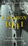 Große gelbe Schrift: "LISSABON 1941". Schwarz-weißes Straßenszene mit Menschen und Schatten.