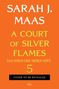 SARAH J. MAAS, A COURT OF SILVER FLAMES, DAS REICH DER SIEBEN HÖFE, 5. Orange Hintergrund, dtv-Logo., Buch