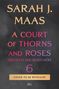 „SARAH J. MAAS A COURT OF THORNS AND ROSES DAS REICH DER SIEBEN HÖFE 6 COVER TO BE REVEALED“ vor schwarzem Hintergrund.