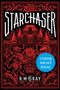 "STARCHASER" und "R.M. GRAY" sind in einem dekorativen, roten Design mit Drachen, Einhorn und einem Schloss auf schwarzem Hintergrund., Buch