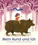 „Mein Hund und ich“ von Luca Tortolini, illustriert von Felicita Sala. Kind auf Bär in lila Wald mit Vögeln., Buch