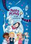 Buchtitel: "Penny Pepper: Echt gefälscht!" Illustration von Kindern, einer Statue und einem verspielten Hund auf einer Säule., Buch