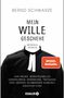 „Mein Wille geschehe. Kriminalroman von Bernd Schwarze. SPiEGEL Bestseller.“ Kollarhemd im Hintergrund., Buch