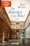 "Die Bibliothek im Nebel", Kai Meyer. Eine Frau steht in einer prachtvollen, alten Bibliothek. Logo: KNAUR., Buch