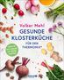 Titel: "Gesunde Klosterküche für den Thermomix®". Grüner Kreis mit "Essen Sie sich gesund mit 100 Rezepten". Frische Zutaten auf hellem Hintergrund.