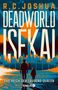 DEADWORLD ISEKAI, DAS REICH DER TAUSEND QUALEN. Silhouette von zwei Personen vor futuristischer Stadt und orangefarbenem Himmel., Buch