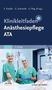 Texte: "Klinikleitfaden Anästhesiepflege ATA", "5. Auflage". Zwei medizinische Fachkräfte in OP-Kleidung lächeln.