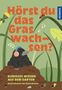 "Hörst du das Gras wachsen?" Ein Maulwurf mit Kopfhörern, Musiknoten, ein Marienkäfer, Ameisen, Grashalme.