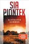 „Sia Piontek: Blutroter Sommer. Kriminalroman.“ Eine Landschaft mit rotem Himmel, einem Feld und einem Haus. , Buch