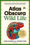 Text: "Atlas Obscura Wild Life." Ein farbiges Chamäleon auf einer Weltkugel mit einem Netz im Hintergrund.