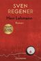 Roter Hintergrund, Text: "SVEN REGENER Herr Lehmann Roman". Goldener Kreis: "25 Jahre Herr Lehmann". Flaschenverschluss unten., Buch