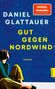 Text: "Gut gegen Nordwind", Daniel Glattauer. Illustration: Frau sitzend, blickt nach oben, blauer Sternenhimmel.