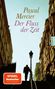 Pascal Mercier, Der Fluss der Zeit. HANSE. SPIEGEL Bestseller. Silhouette eines Mannes auf einer Treppe zwischen Gebäuden., Buch